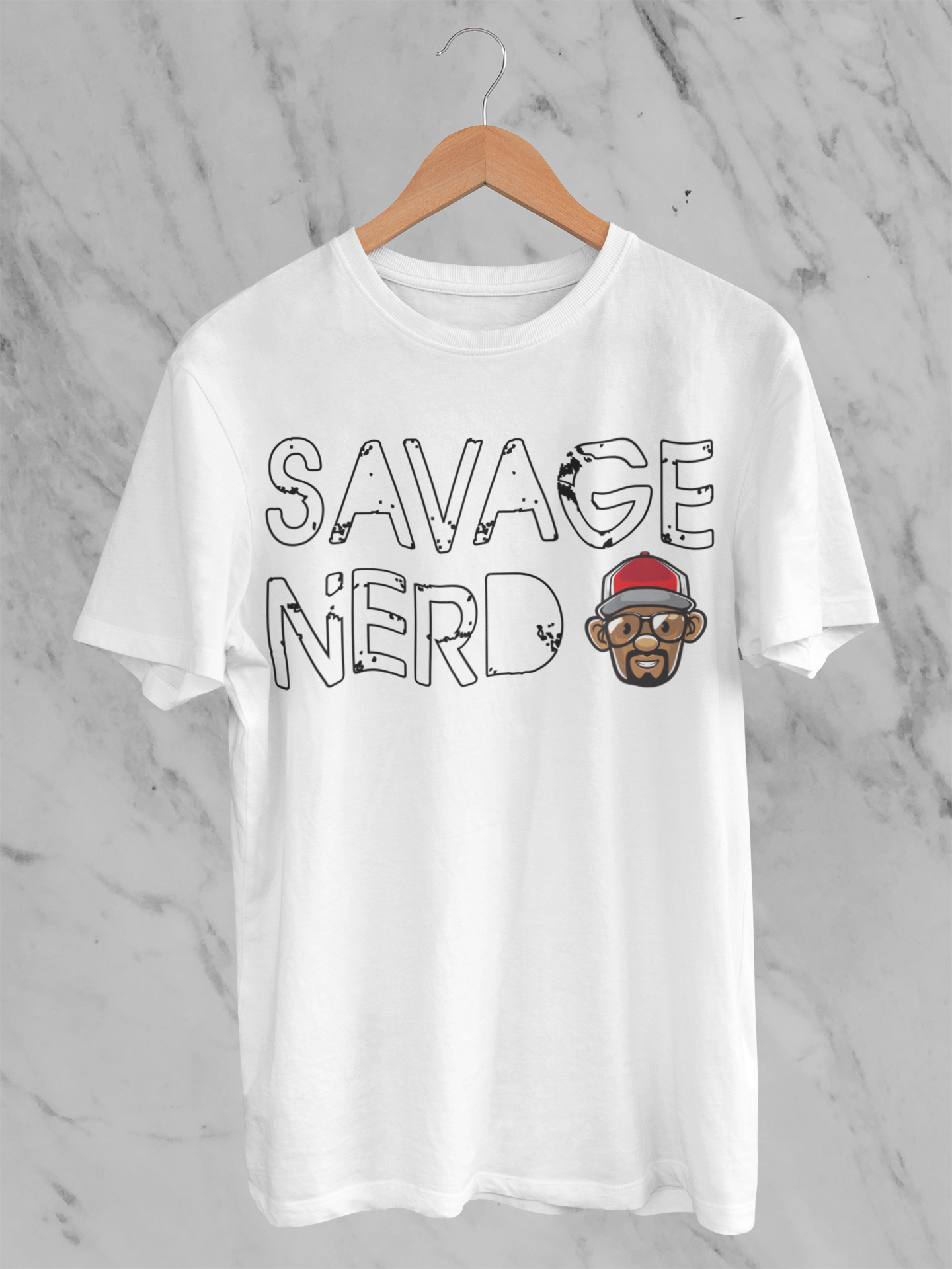 Outlined Savage Nerd Head