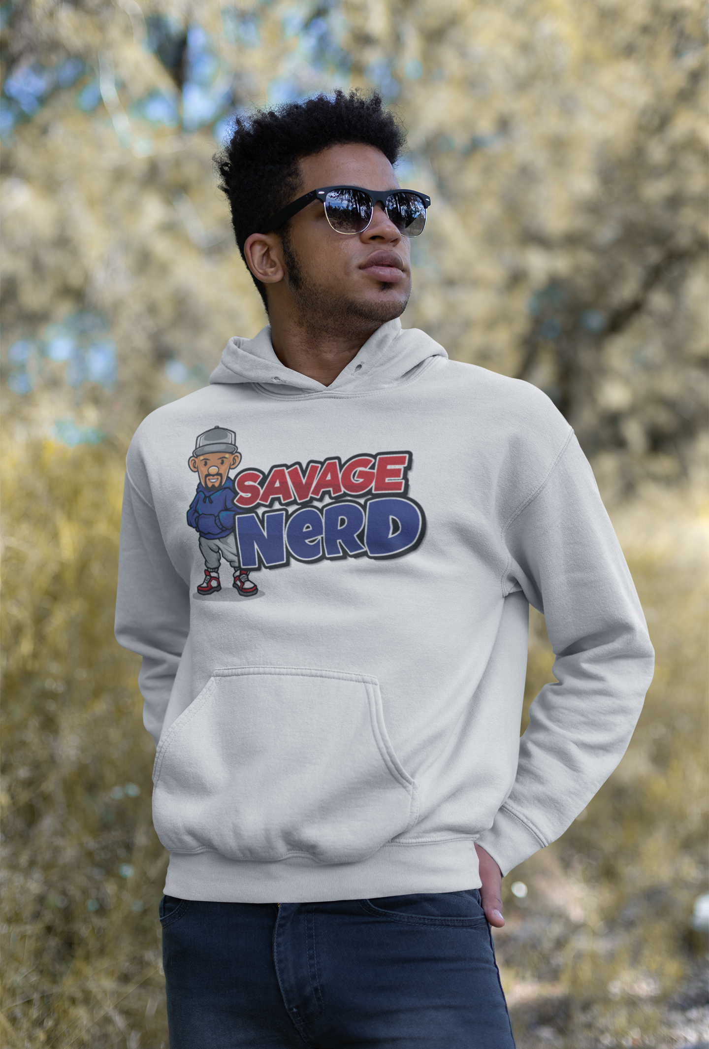 Red and Blue Savage Nerd Hoodie DTG